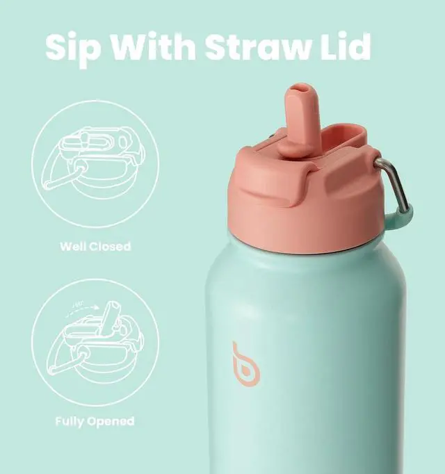 Alt view image 3 of 7 - BOTTLE BOTTLE 32 oz Insulated Water Bottle Stainless Steel Sport Water Bottle with Straw Dual-use Lid Design for Gym with Pill Box (dreamy ocean)