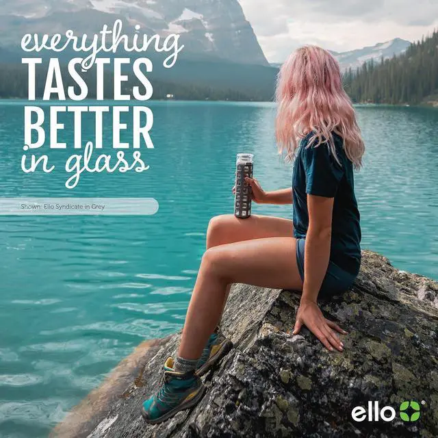 Alt view image 6 of 7 - Ello Syndicate 20oz Reusable Glass Water Bottle with One-Touch Leak Proof Flip Lid and Protective Non-Slip Silicone Sleeve and Carry Loop for Coffee, Tea and Water, BPA-free Dishwasher Safe