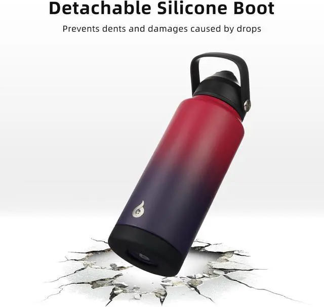 Alt view image 4 of 7 - BJPKPK Water Bottle with Straw Lid, 24oz Vacuum Insulated Water Bottles, Metal Stainless Steel Thermos for Sports, Travel, BPA Free Leak Proof Thermos, Cups, Flasks, Tumblers,Charming Black Red