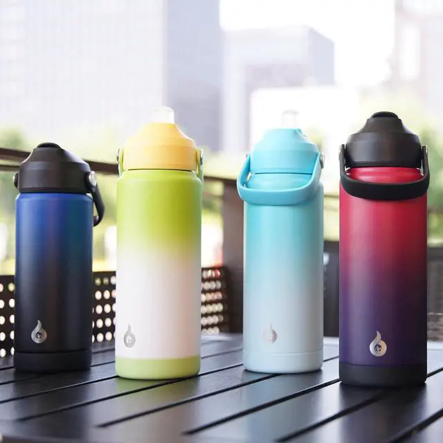 Alt view image 7 of 7 - BJPKPK Water Bottle with Straw Lid, 24oz Vacuum Insulated Water Bottles, Metal Stainless Steel Thermos for Sports, Travel, BPA Free Leak Proof Thermos, Cups, Flasks, Tumblers,Charming Black Red