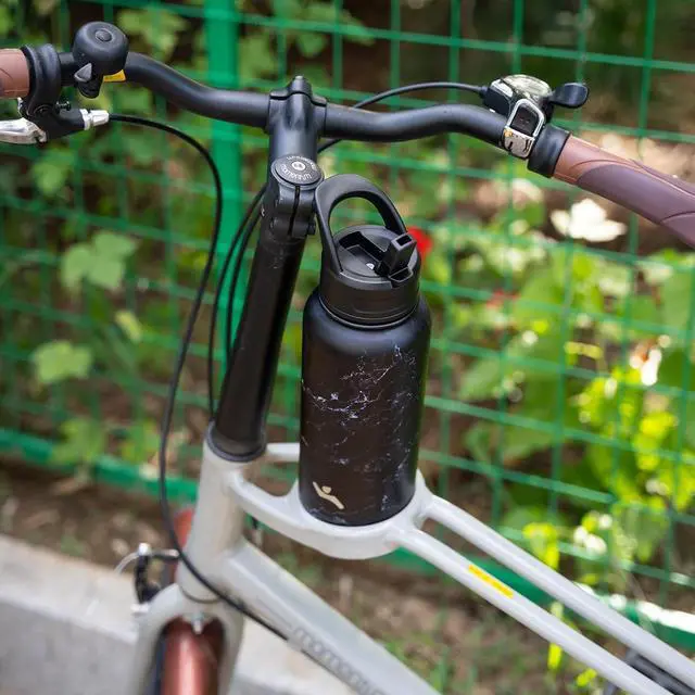 Alt view image 6 of 7 - 32 oz Insulated Water Bottle Stainless Steel Sport Bottles with 3 Lids,Marble Midnight