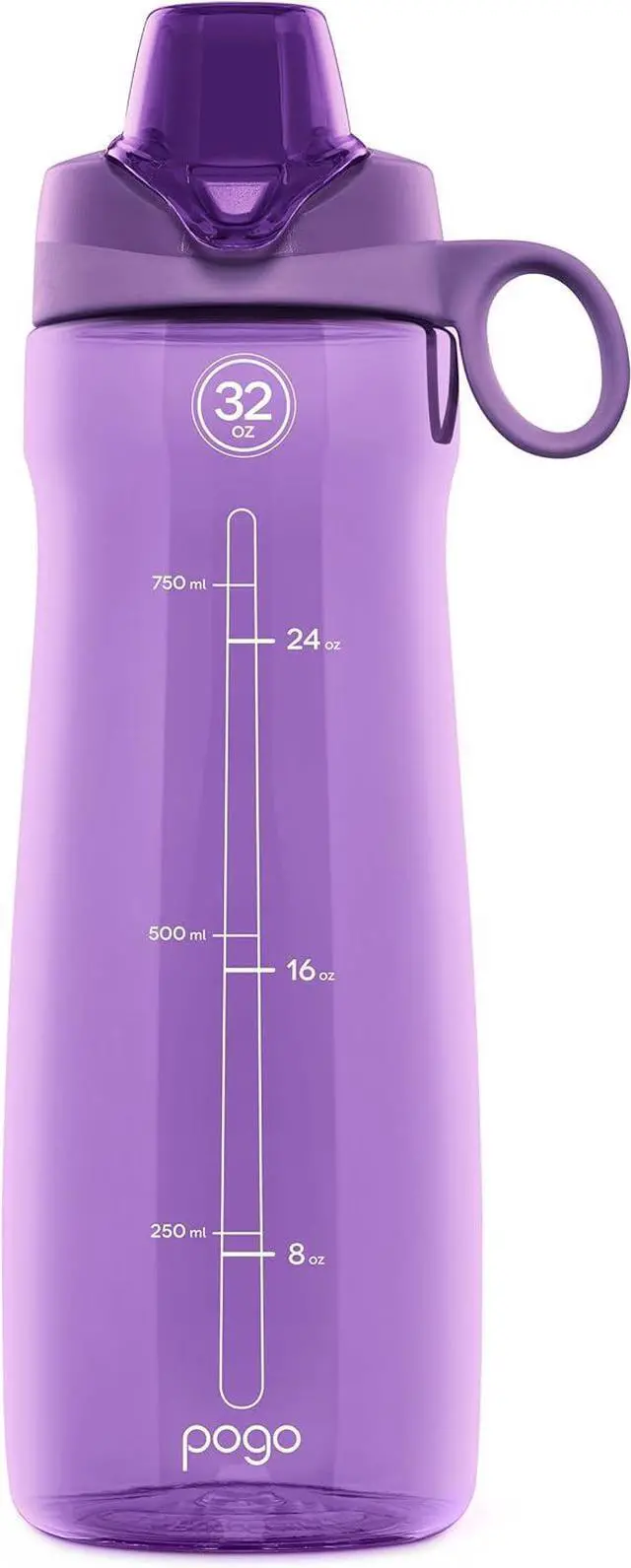 Main image of Pogo Plastic Water Bottle with Chug Lid and Carry Handle, Reusable, BPA Free, Dishwasher Safe, Perfect for Travel, School, Outdoors, and Gym | 18oz, 32oz, 40oz, 64oz