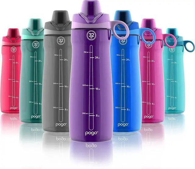 Alt view image 2 of 5 - Pogo Plastic Water Bottle with Chug Lid and Carry Handle, Reusable, BPA Free, Dishwasher Safe, Perfect for Travel, School, Outdoors, and Gym | 18oz, 32oz, 40oz, 64oz