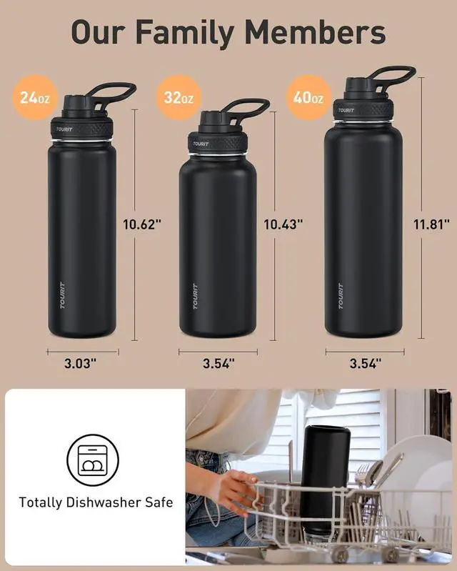 Alt view image 6 of 7 - 24 oz Insulated Water Bottle Stainless Steel Sports Water Bottles With Top Handle Double-Wall Travel Thermal Water Flask BPA Free Leakproof Water Bottle for Sports Glacial White