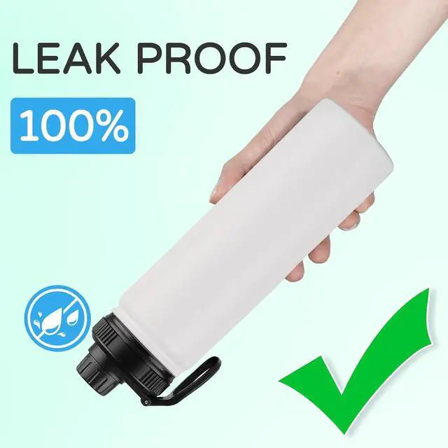 Alt view image 5 of 7 - DOMICARE Insulated Water Bottle, 22 oz Vacuum Insulated Stainless Steel Reusable Sports Bottle with Straw Lid & Spout Lid for Travel, Camping, Bike, Leakproof, White, 8 Pack