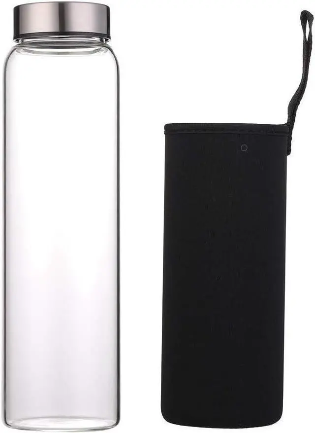 Main image of sunkey Glass Water Bottle 32 oz High Borosilicate with Neoprene Sleeve Leak Proof Lid Reusable Eco Friendly Bpa Free