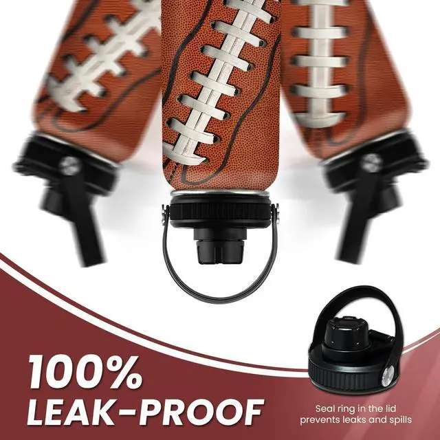 Alt view image 6 of 7 - SANDJEST Football Water Bottle - 32oz Insulated Stainless Steel Sports Bottles - Gifts for Men Football Lovers Fan Players