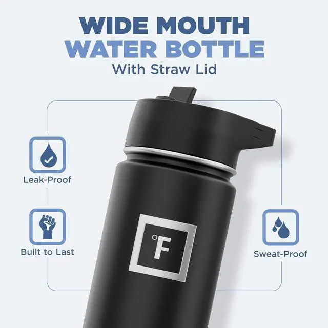 Alt view image 2 of 7 - IRON °FLASK Camping & Hiking Hydration Flask with 3 Lids - Stainless Steel, Double Walled & Vacuum Insulated Water Bottle - Leak Proof & BPA Free (Lavender, Straw - 22 oz)