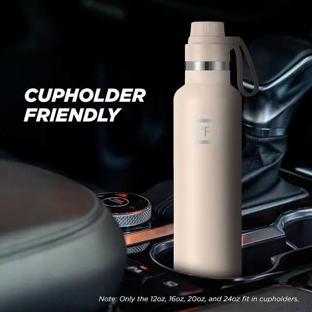 Alt view image 5 of 7 - IRON °FLASK Camping & Hiking Hydration Canteens - 3 Lids (Narrow Spout Lid) Leak Proof Vacuum Insulated Stainless Steel - Hot & Cold Double Walled Sports Water Bottle - Sand, 24 Oz