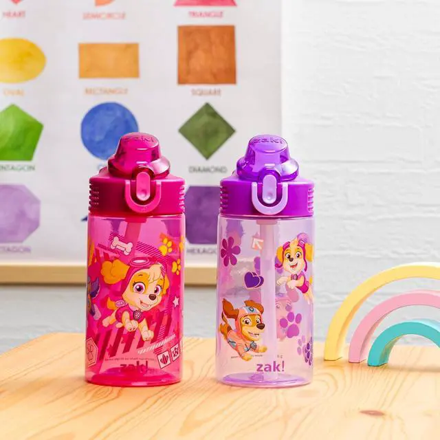 Alt view image 3 of 7 - Zak Designs PAW Patrol Sage Kids Water Bottle For School or Travel, 16oz Durable Plastic Water Bottle With Straw, Handle, and Leak-Proof, Pop-Up Spout Cover, 2-Pack Set (Skye & Friends)