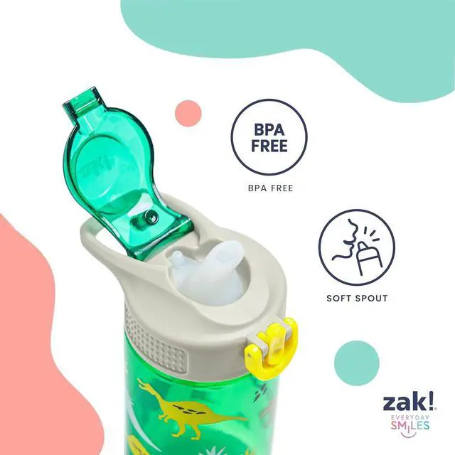 Alt view image 4 of 7 - Zak Designs PAW Patrol Sage Kids Water Bottle For School or Travel, 16oz Durable Plastic Water Bottle With Straw, Handle, and Leak-Proof, Pop-Up Spout Cover, 2-Pack Set (Skye & Friends)