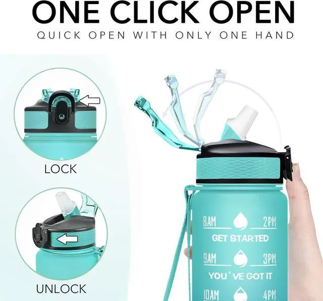 Alt view image 5 of 6 - Hyeta 32 oz Water Bottles with Times to Drink and Straw, Motivational Water Bottle with Time Marker, Leakproof, Drinking Sports Water Bottle for Fitness, Gym and Outdoor
