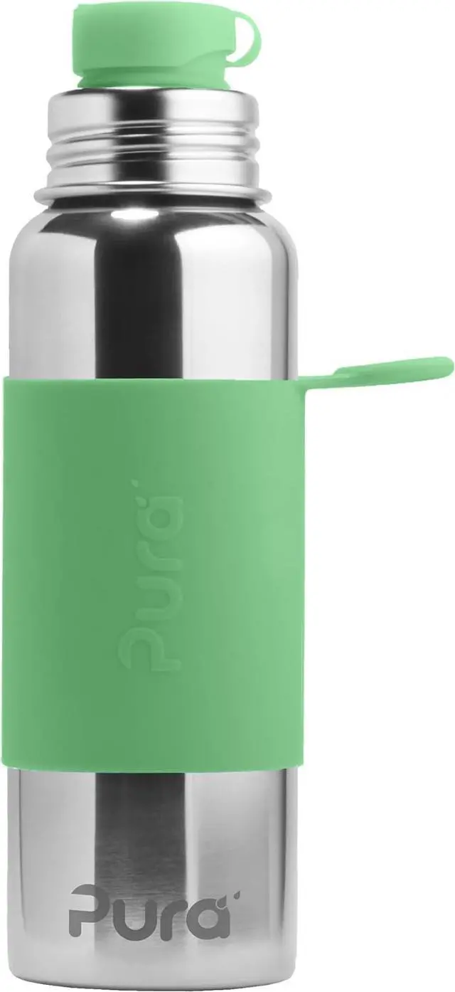 Main image of Pura Big Mouth Non Insulated Stainless Steel - Sport Water Bottle w/Silicone Sleeve for Warm & Cold Drinks, Plastic-Free, MadeSafe Certified, Medical-Grade Silicone for Kids & Adults  Moss, 28oz