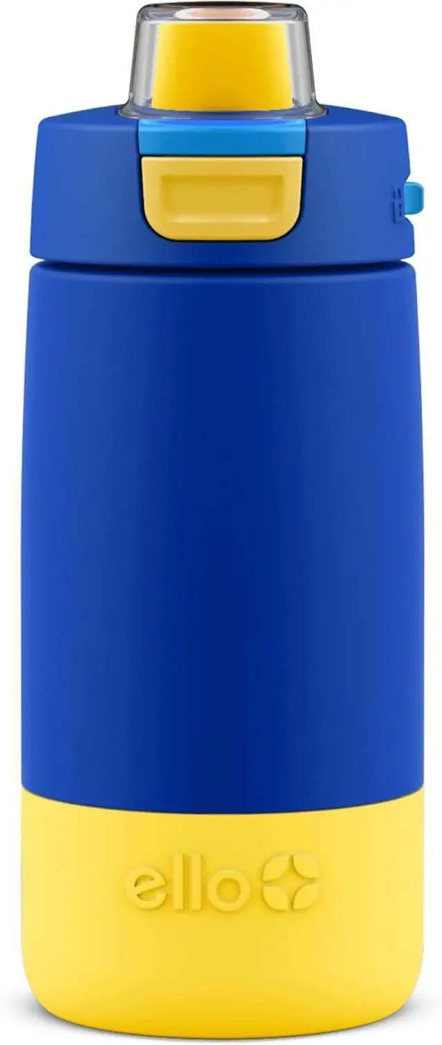 Main image of Ello Kids Colby 12oz Stainless Steel Insulated Water Bottle with Straw and Built-In Silicone Coaster Carrying Handle and Leak-Proof Locking Lid for School Backpack, Lunchbox, and Outdoor Sports
