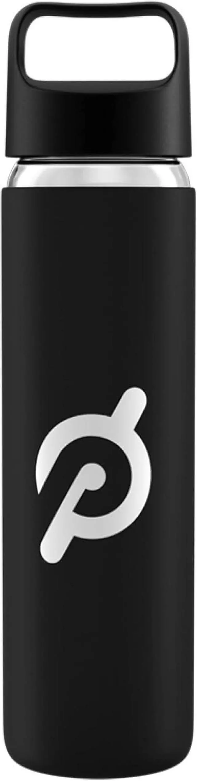 Main image of Peloton Glass Water Bottle | 16 oz. Bottle with Non-Slip Silicone Sleeve, Easy-Screw Top Opening, and Travel-Friendly Handle, Black