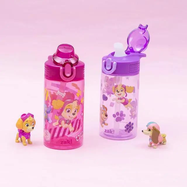 Alt view image 2 of 7 - Zak Designs PAW Patrol Sage Kids Water Bottle For School or Travel, 16oz Durable Plastic Water Bottle With Straw, Handle, and Leak-Proof, Pop-Up Spout Cover, 2-Pack Set (Skye & Friends)