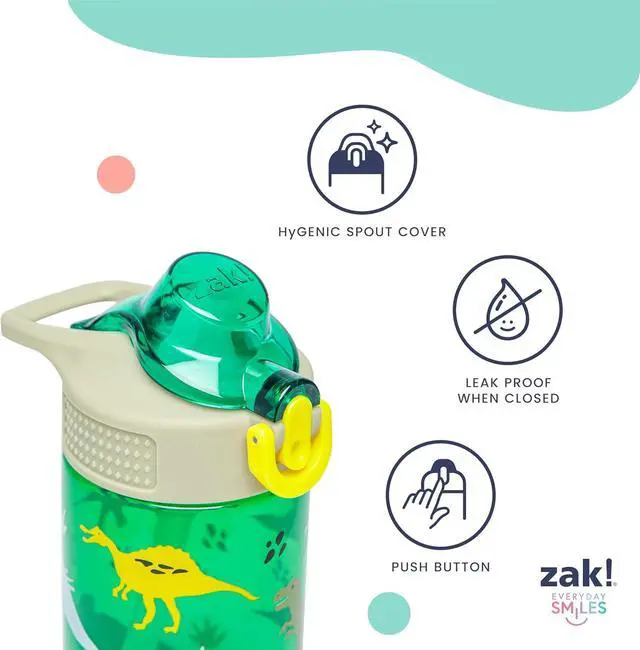 Alt view image 5 of 7 - Zak Designs PAW Patrol Sage Kids Water Bottle For School or Travel, 16oz Durable Plastic Water Bottle With Straw, Handle, and Leak-Proof, Pop-Up Spout Cover, 2-Pack Set (Skye & Friends)