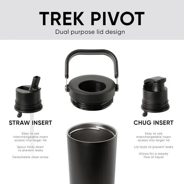 Alt view image 2 of 7 - Trek Pivot | 30oz Flip Straw Tumbler with Handle | Water Bottle & Boot | Interchangeable Straw & Chug Lids | Insulated Stainless Steel Jug | Gym Sports Outdoors | Kelly Green
