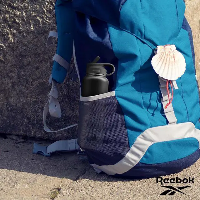 Alt view image 6 of 7 - Reebok Stainless Steel Water Bottle With Straw & Athletic Design - Insulated Water Bottles 32 oz - Double Wall Vacuum Insulated Sports Water Bottle With Straw, BPA Free (Black)