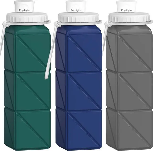 Main image of 3 pack Collapsible Water Bottles,Silicone Foldable Portable Water Bottle 20.6oz, Lightweight Reusable Leakproof for Travel Hiking Camping Cycling Workouts Yoga Fitness Indoor Outdoor Sports