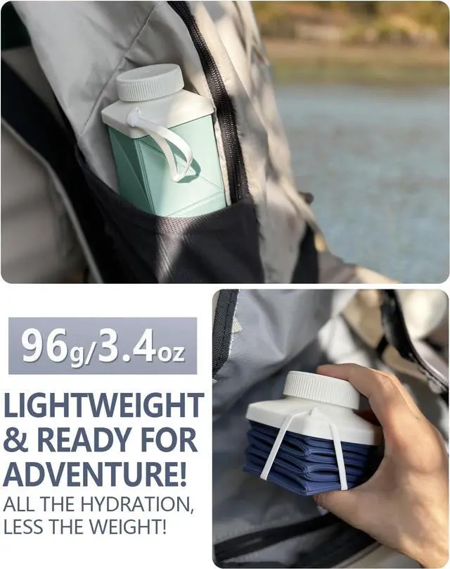 Alt view image 3 of 6 - Collapsible Water Bottles 720ml 24.3oz, Foldable Portable Water Bottle, Lightweight Reusable Leakproof for Travel Camping Hiking Cycling Yoga Sports Outdoor School Office