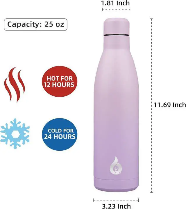 Alt view image 2 of 6 - BJPKPK 25oz Insulated Stainless Steel Water Bottles Reusable Metal Travel Sports Water Bottle Keep Cold and Hot,Dreamy Purple