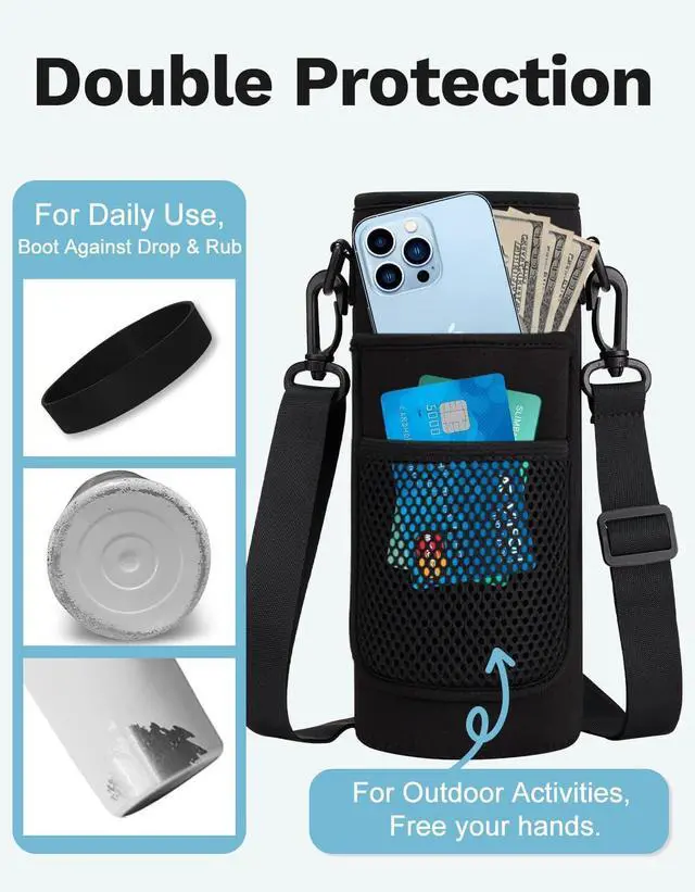 Alt view image 4 of 7 - Insulated Water Bottle 40 oz - Keep Cold 48H & Hot-24H, Metal Water Bottle with Straw & Auto Spout Lid,Paracord Handle,Bottles Carrier Bag, Leak Proof Thermal Flask for Hiking Cycling Sport