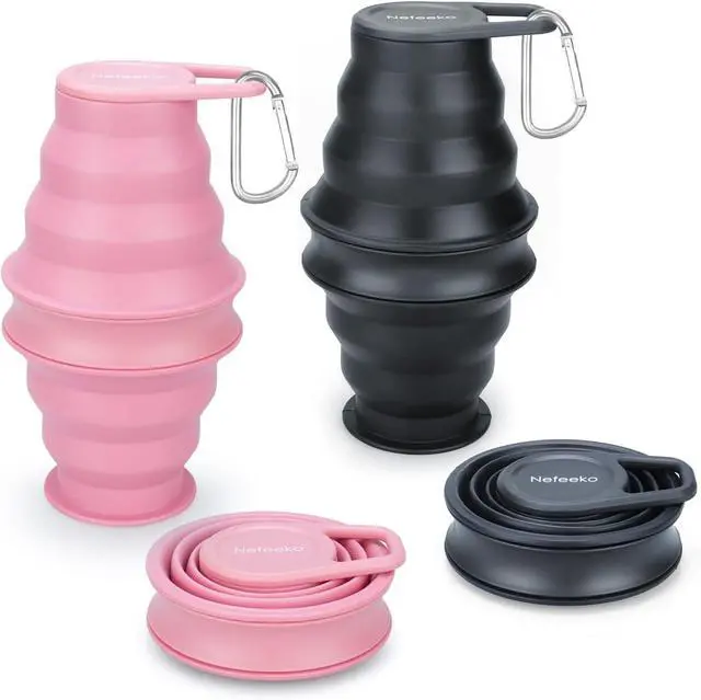 Main image of Nefeeko Collapsible Water Bottle,17oz(500ml) Reuseable BPA Free Silicone Foldable Water Bottles for Travel Gym Camping Hiking, Portable Leak Proof Sports Water Bottle with Carabiner