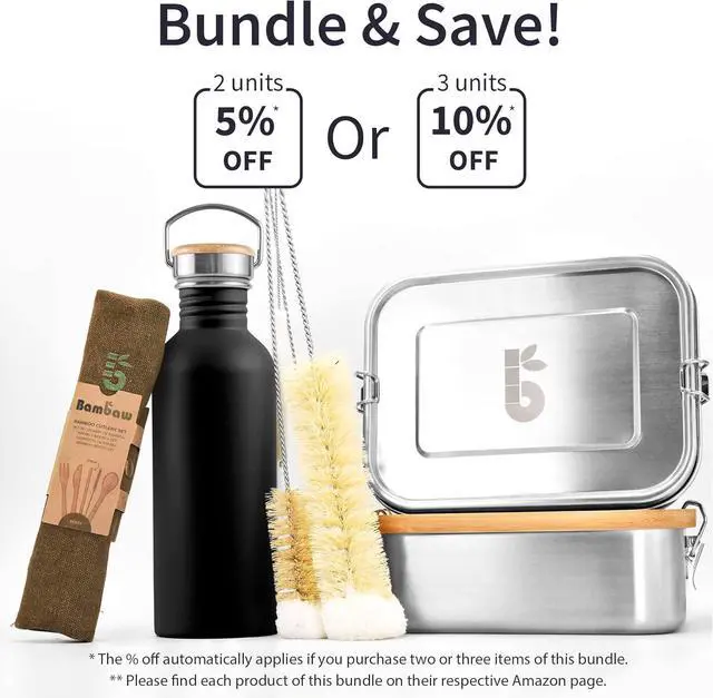 Alt view image 7 of 7 - Bambaw Stainless Steel Water Bottle, Black Sports Bottle, Non-Insulated Water Bottle, 1L Stainless Steel, Reusable Bottle, Metal Bottle, BPA-Free  Onyx Black