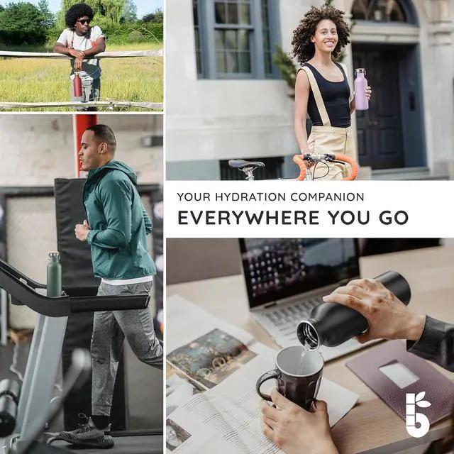 Alt view image 6 of 7 - Bambaw Stainless Steel Water Bottle, Black Sports Bottle, Non-Insulated Water Bottle, 1L Stainless Steel, Reusable Bottle, Metal Bottle, BPA-Free  Onyx Black