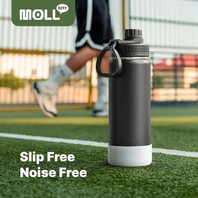 Alt view image 2 of 7 - Kids Insulated Water Bottle-16 oz Stainless Steel Vacuum Wide Mouth Sports Flask with Silicone Boot-Reusable Metal Leak Proof Travel Water Bottle for Girls Boys, BPA-Free(Orange)