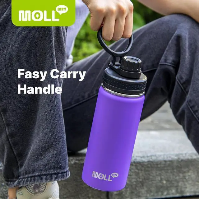 Alt view image 4 of 7 - Kids Insulated Water Bottle-16 oz Stainless Steel Vacuum Wide Mouth Sports Flask with Silicone Boot-Reusable Metal Leak Proof Travel Water Bottle for Girls Boys, BPA-Free(Orange)