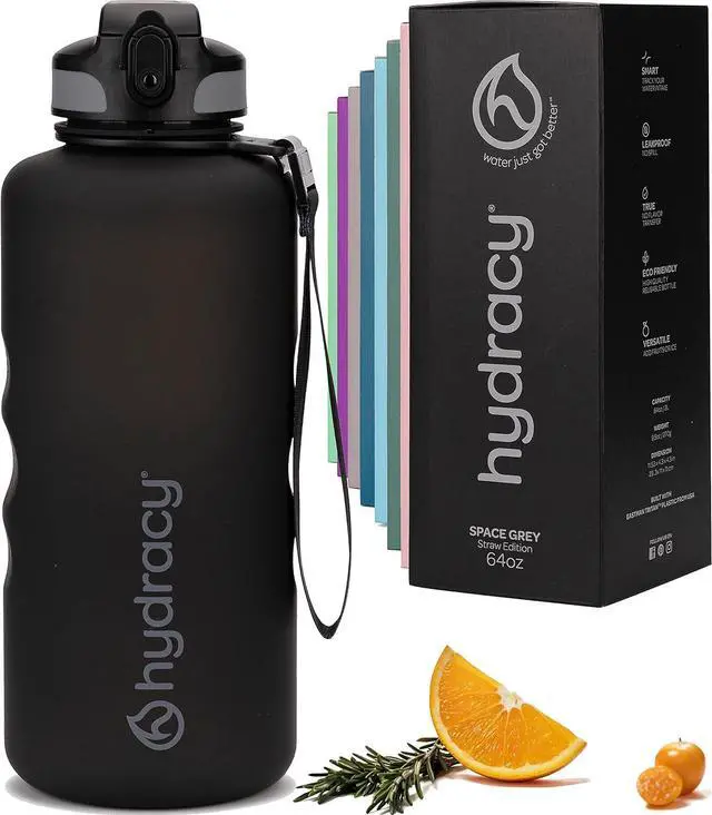 Main image of Hydracy Water Bottle with Time Marker -Large BPA Free Water Bottle & No Sweat Sleeve -Leak Proof Gym Bottle with Fruit Infuser Strainer & Times to Drink -Ideal for Fitness Sports & Outdoors