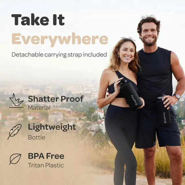 Alt view image 3 of 7 - Hydracy Water Bottle with Time Marker -Large BPA Free Water Bottle & No Sweat Sleeve -Leak Proof Gym Bottle with Fruit Infuser Strainer & Times to Drink -Ideal for Fitness Sports & Outdoors