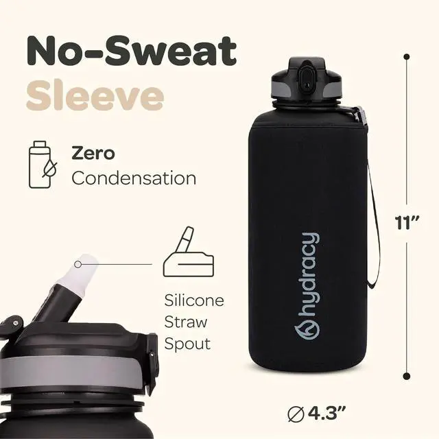 Alt view image 5 of 7 - Hydracy Water Bottle with Time Marker -Large BPA Free Water Bottle & No Sweat Sleeve -Leak Proof Gym Bottle with Fruit Infuser Strainer & Times to Drink -Ideal for Fitness Sports & Outdoors