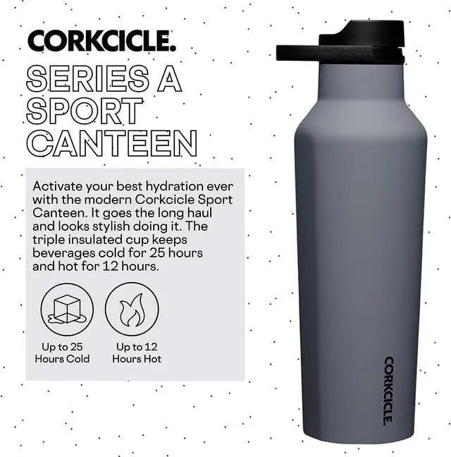 Alt view image 2 of 7 - Corkcicle Sport Canteen Insulated Tumbler, Hammerhead, 20 oz  Reusable Water Bottle Keeps Beverages Cold for 25 Hours & Hot 12 Hours  Cupholder Friendly Tumbler with Screw-On Cap