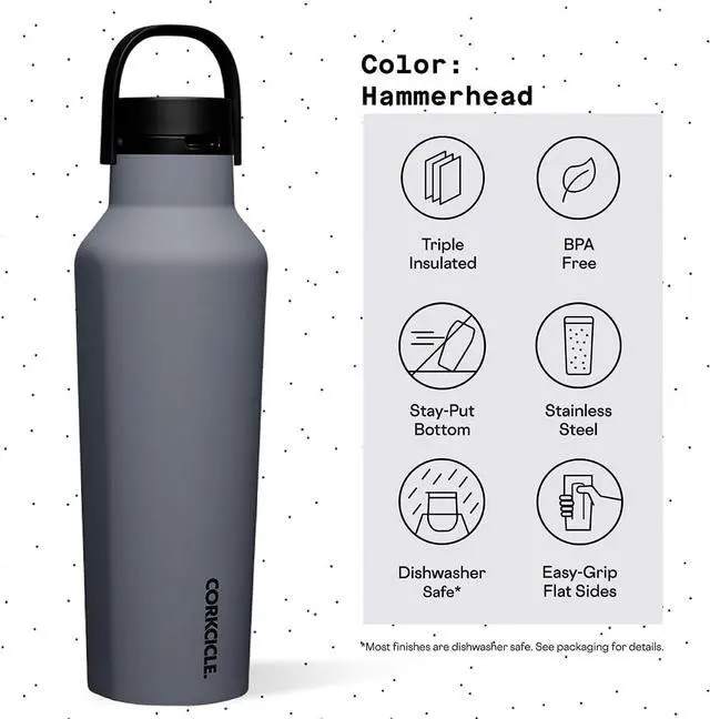 Alt view image 4 of 7 - Corkcicle Sport Canteen Insulated Tumbler, Hammerhead, 20 oz  Reusable Water Bottle Keeps Beverages Cold for 25 Hours & Hot 12 Hours  Cupholder Friendly Tumbler with Screw-On Cap