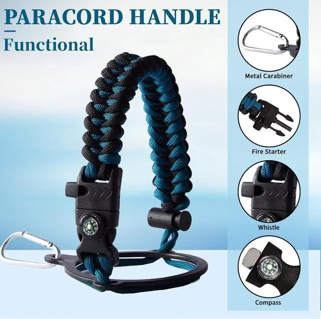 Alt view image 5 of 7 - 40OZ Vacuum Insulated Water Bottle - Keep Cold 48H Hot 24H, Combo Straw & Spout Lids, Survival Paracord Handle, Bottle Carrier Bag w/ Strap, Protective Cup Mat, Stainless Steel Waterbottle Flask Jug