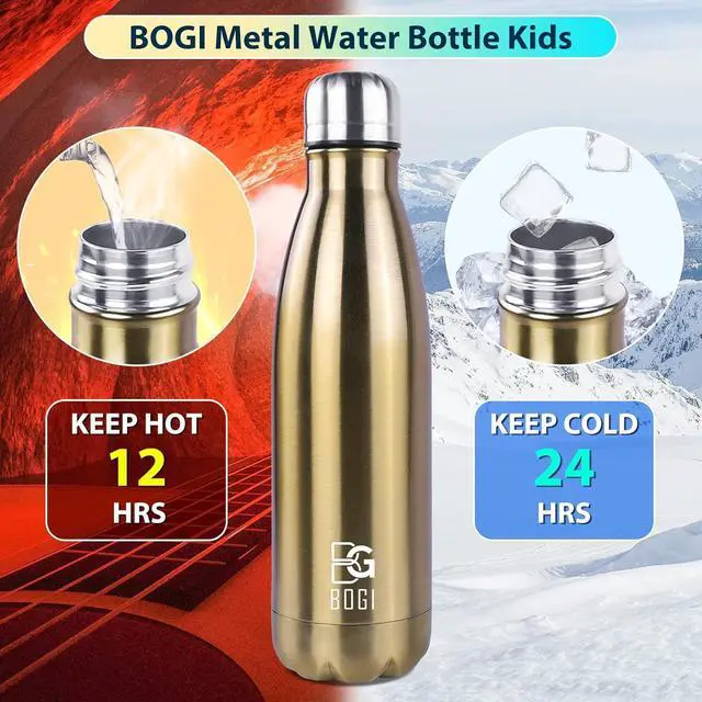 Alt view image 4 of 7 - BOGI 2 Pack 17oz Insulated Water Bottle Double Wall Vacuum Stainless Steel Water Bottles, Leak Proof Metal Sports Water Bottle Keeps Drink Hot & Cold - Perfect for Outdoor Sports Camping (Cham+Dblue)