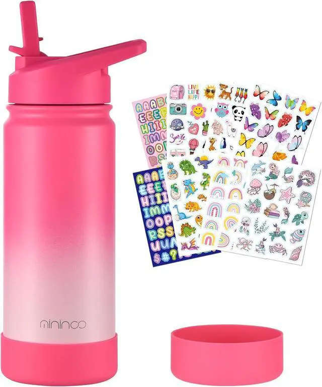 Main image of Kids Water Bottle for School 16oz Stainless Steel Insulated Water Bottle Kids with Straw Lid for Girls Boys (Sweat Peach)