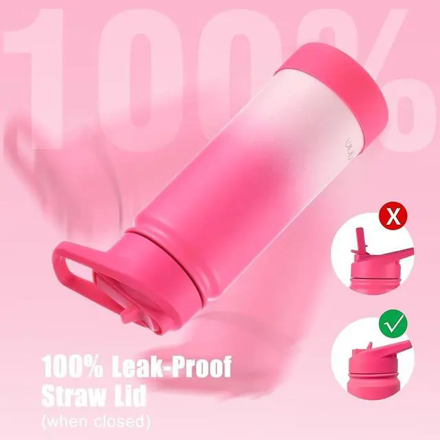 Alt view image 5 of 7 - Kids Water Bottle for School 16oz Stainless Steel Insulated Water Bottle Kids with Straw Lid for Girls Boys (Sweat Peach)