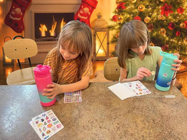 Alt view image 5 of 7 - Mininoo Kids Water Bottle for School, 16oz Stainless Steel Insulated Water Bottle Kids with Straw Lid for Girls, Boys (Sweat Peach)