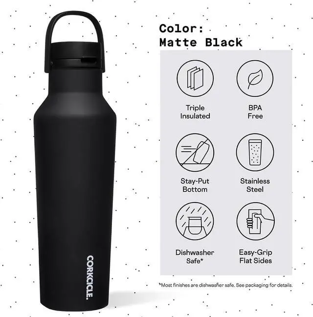Alt view image 4 of 7 - Corkcicle Sport Canteen Insulated Tumbler, Matte Black, 20 oz  Reusable Water Bottle Keeps Beverages Cold for 25 Hours & Hot 12 Hours  Cupholder Friendly Tumbler with Screw-On Cap