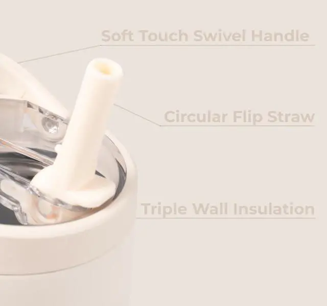 Alt view image 3 of 6 - HydroJug Sport - Stainless Steel Tumbler with Straw, Vacuum Insulated, 32oz Leakproof Water Bottle, Ergonomic Design, Reusable, Dishwasher Safe, Rubber Base, Durable for Gym or Outdoors, Cream