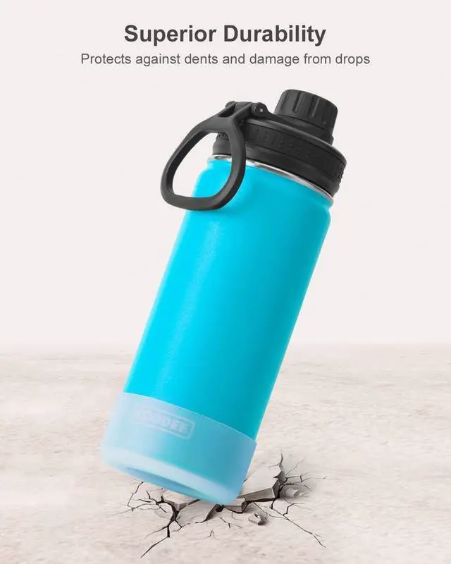 Alt view image 2 of 7 - koodee Water Bottle for Kids-16 oz Stainless Steel Vacuum Insulated Sports Water Bottle for Black to School, Reuasble Metal Wide Mouth Water Flask for Girls Boys- BPA Free (Sky Blue)