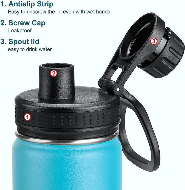 Alt view image 5 of 7 - koodee Water Bottle for Kids-16 oz Stainless Steel Vacuum Insulated Sports Water Bottle for Black to School, Reuasble Metal Wide Mouth Water Flask for Girls Boys- BPA Free (Sky Blue)