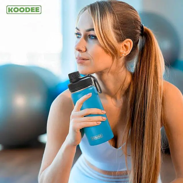 Alt view image 7 of 7 - koodee Water Bottle for Kids-16 oz Stainless Steel Vacuum Insulated Sports Water Bottle for Black to School, Reuasble Metal Wide Mouth Water Flask for Girls Boys- BPA Free (Sky Blue)