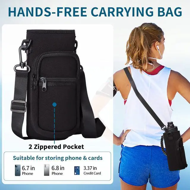 Alt view image 6 of 7 - 40OZ Vacuum Insulated Water Bottle - Keep Cold 48H Hot 24H, Combo Straw & Spout Lids, Survival Paracord Handle, Bottle Carrier Bag w/ Strap, Protective Cup Mat, Stainless Steel Waterbottle Flask Jug