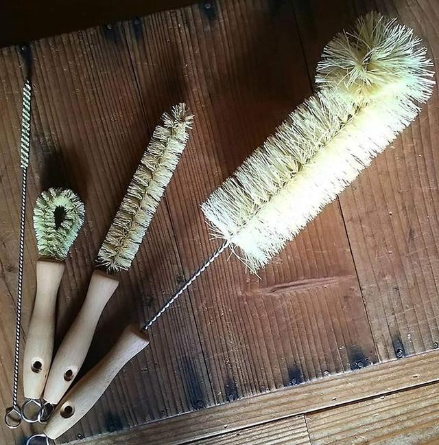 Alt view image 4 of 7 - All Natural Bottle Brush and Straw Set (NO Plastic) Sisal Bristles and Wood Handle Bottle Cleaners for Washing Narrow Beer Bottles, Sports/Water Bottles, Tumbler, Kettles, Lid Brush, Long Straw Brush
