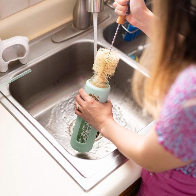 Alt view image 6 of 7 - All Natural Bottle Brush and Straw Set (NO Plastic) Sisal Bristles and Wood Handle Bottle Cleaners for Washing Narrow Beer Bottles, Sports/Water Bottles, Tumbler, Kettles, Lid Brush, Long Straw Brush